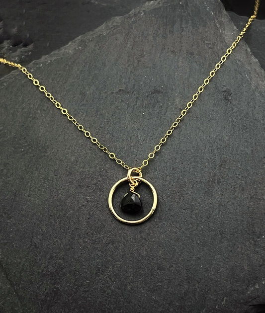 14K Gold and onyx necklace