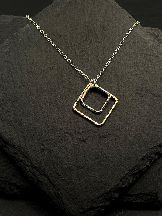 14K gold and sterling silver mixed metal necklace