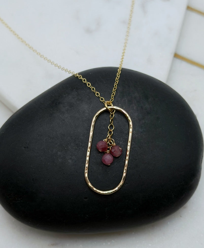 14K Gold and pink tourmaline necklace