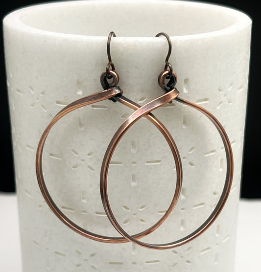 Large copper hoop earrings