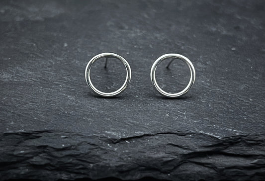 Handmade Sterling Silver Open Circle Stud Earrings
