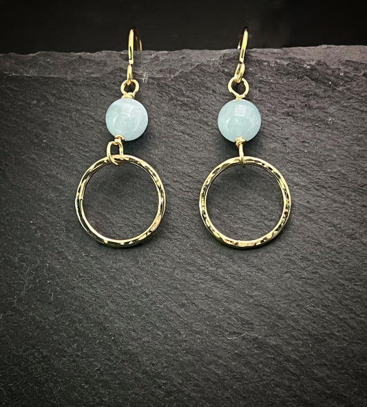 14 Karate gold and aquamarine earrings