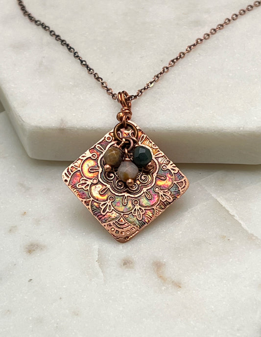 India Agate and copper necklace