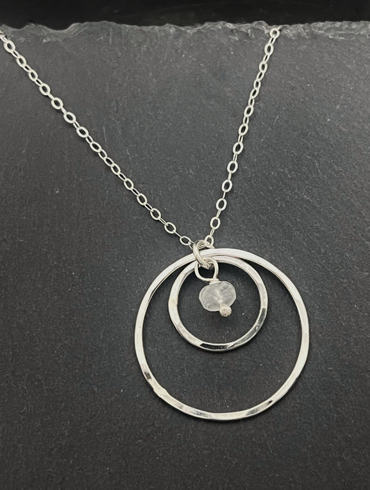 Forged sterling silver necklace with moonstone