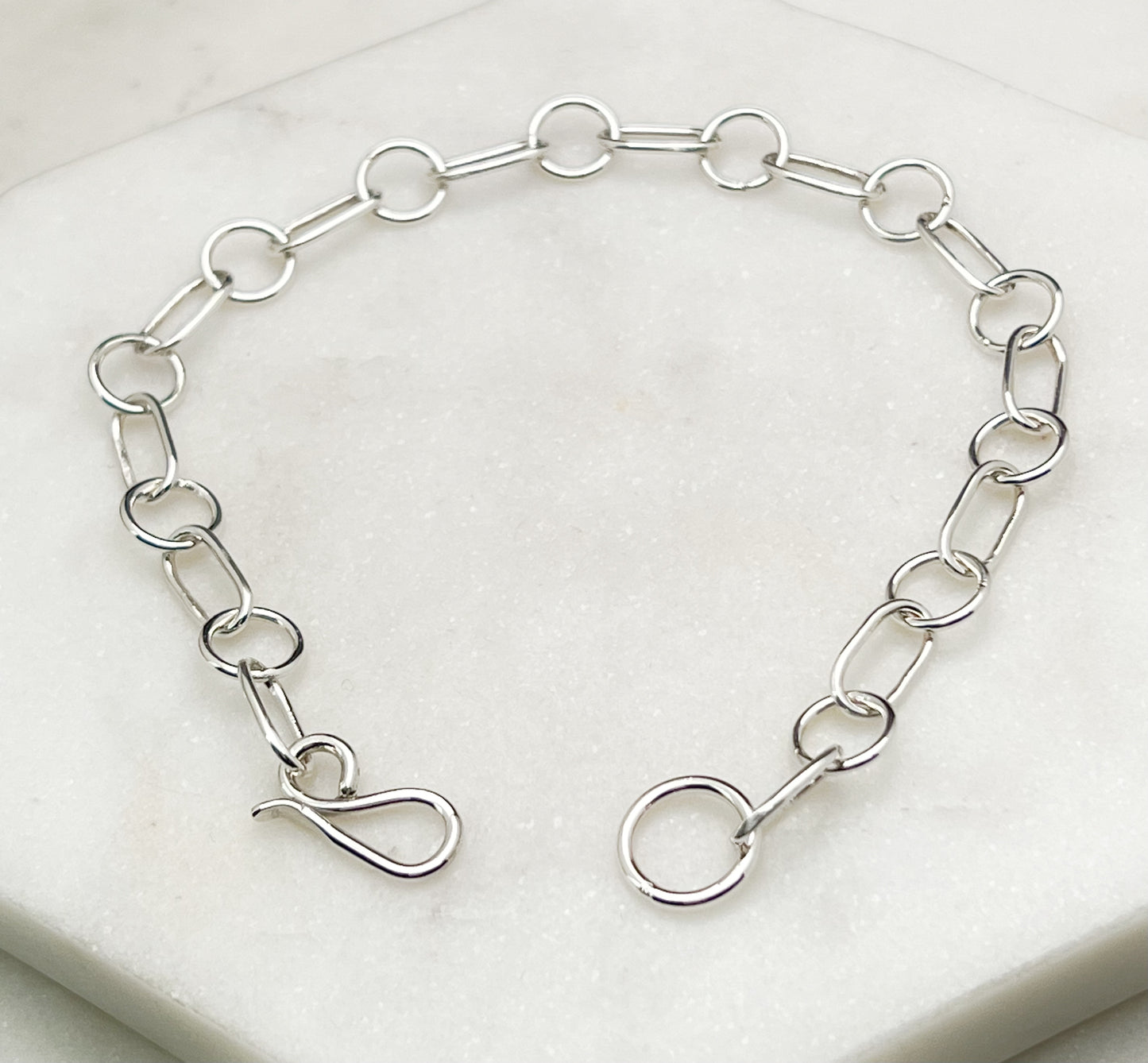 Forged sterling silver chain bracelet