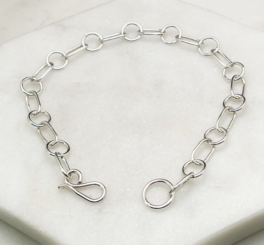 Forged sterling silver chain bracelet