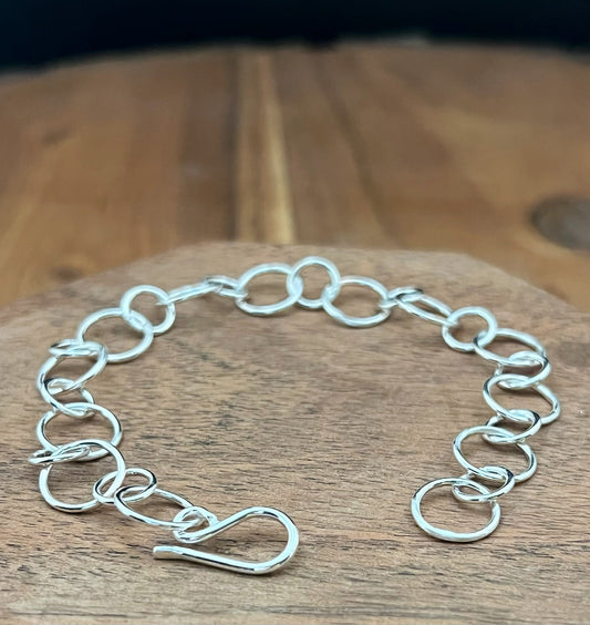 Forged sterling silver chain bracelet
