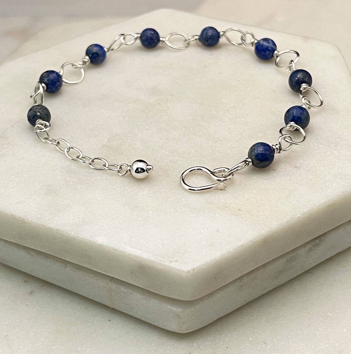Sterling silver and lapis bracelet
