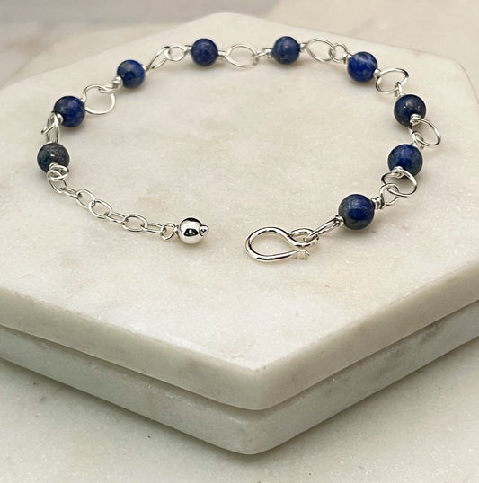 Sterling silver and lapis bracelet