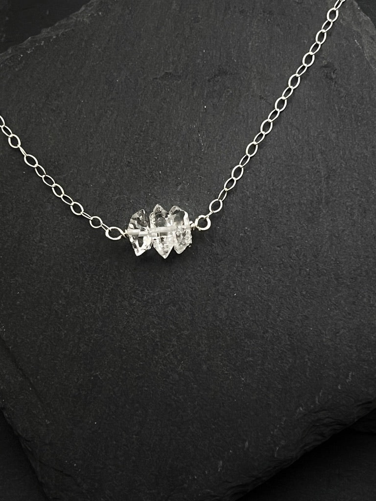 Herkimer Diamond and sterling silver minimalist necklace