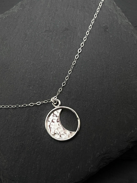 Sterling Silver Crescent Moon Pendant Necklace