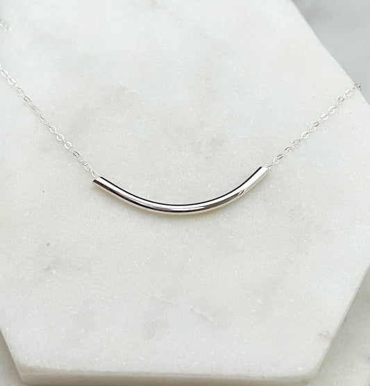 Sterling silver forged tube necklace
