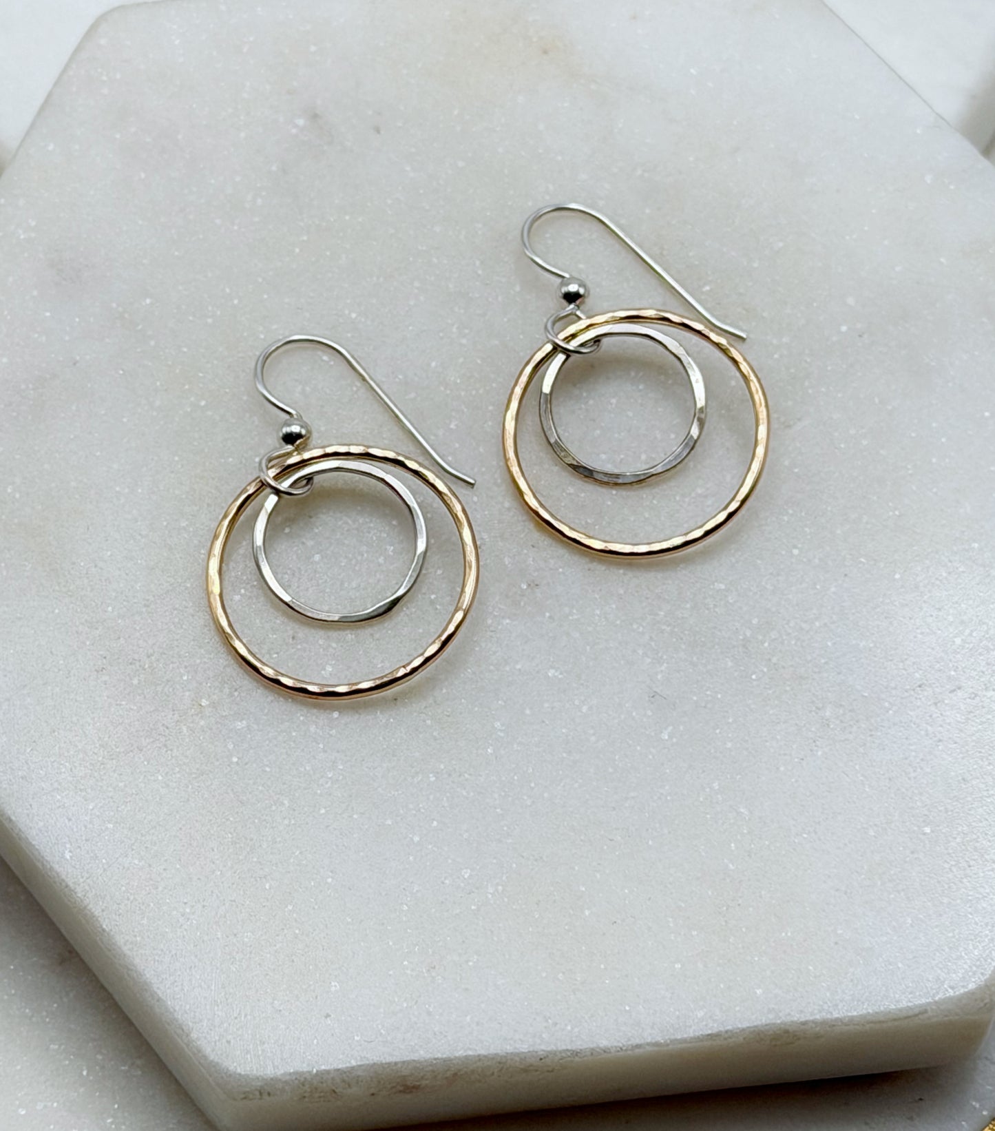 14K Gold Fill & Sterling Silver Double Circle Earrings