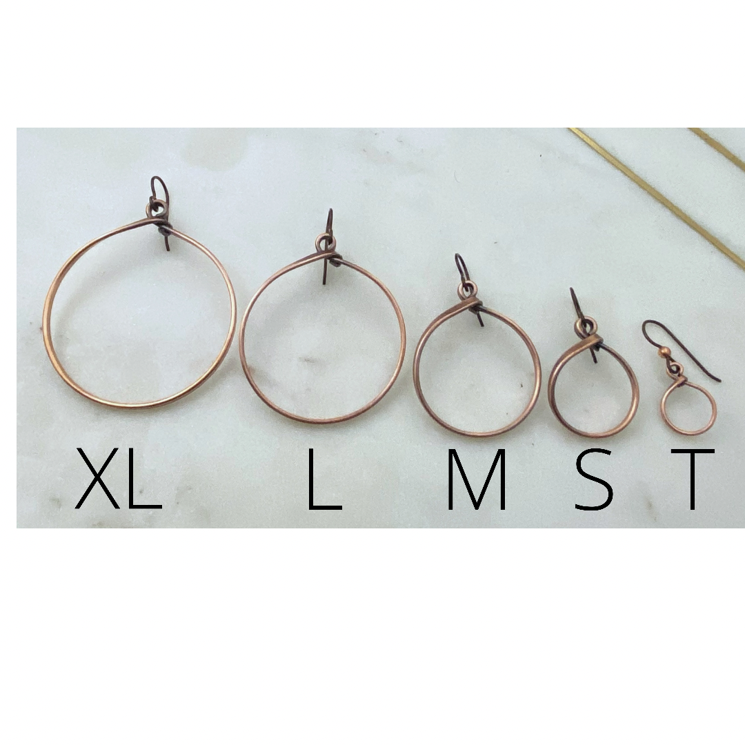 Large copper hoop earrings