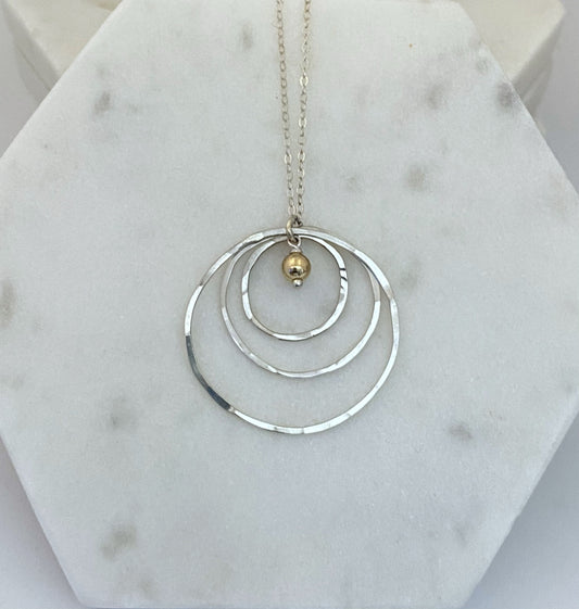 Mixed metals hoop necklace