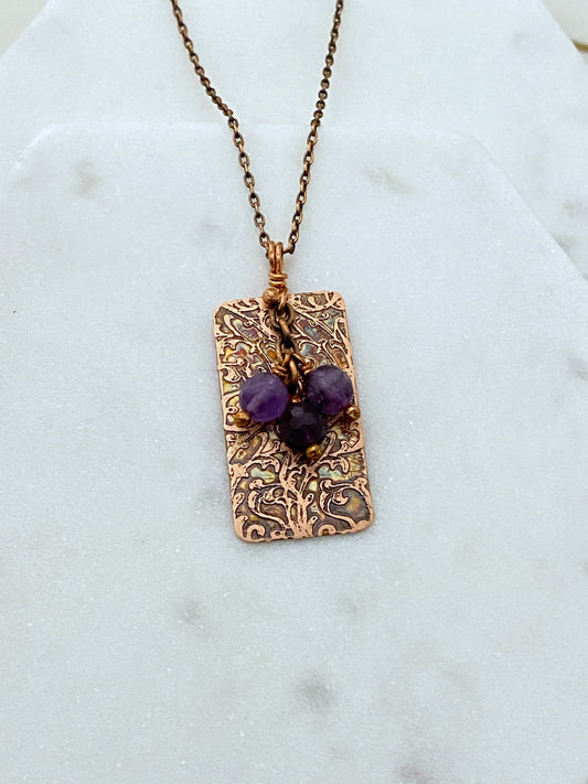 Amethyst and copper necklace