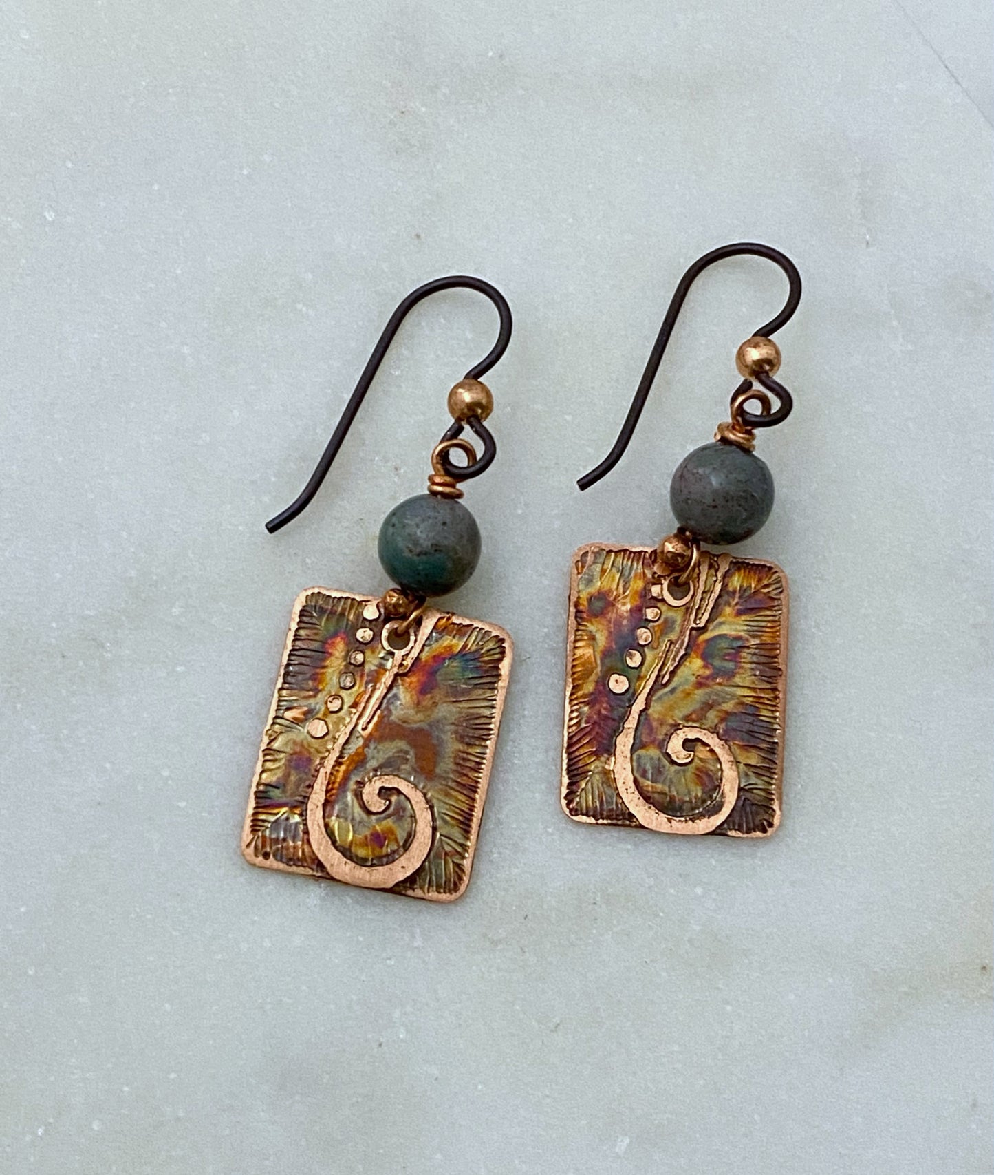Agate and copper earrings