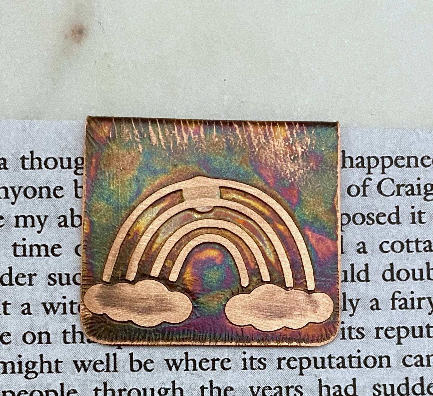 Copper rainbow bookmark