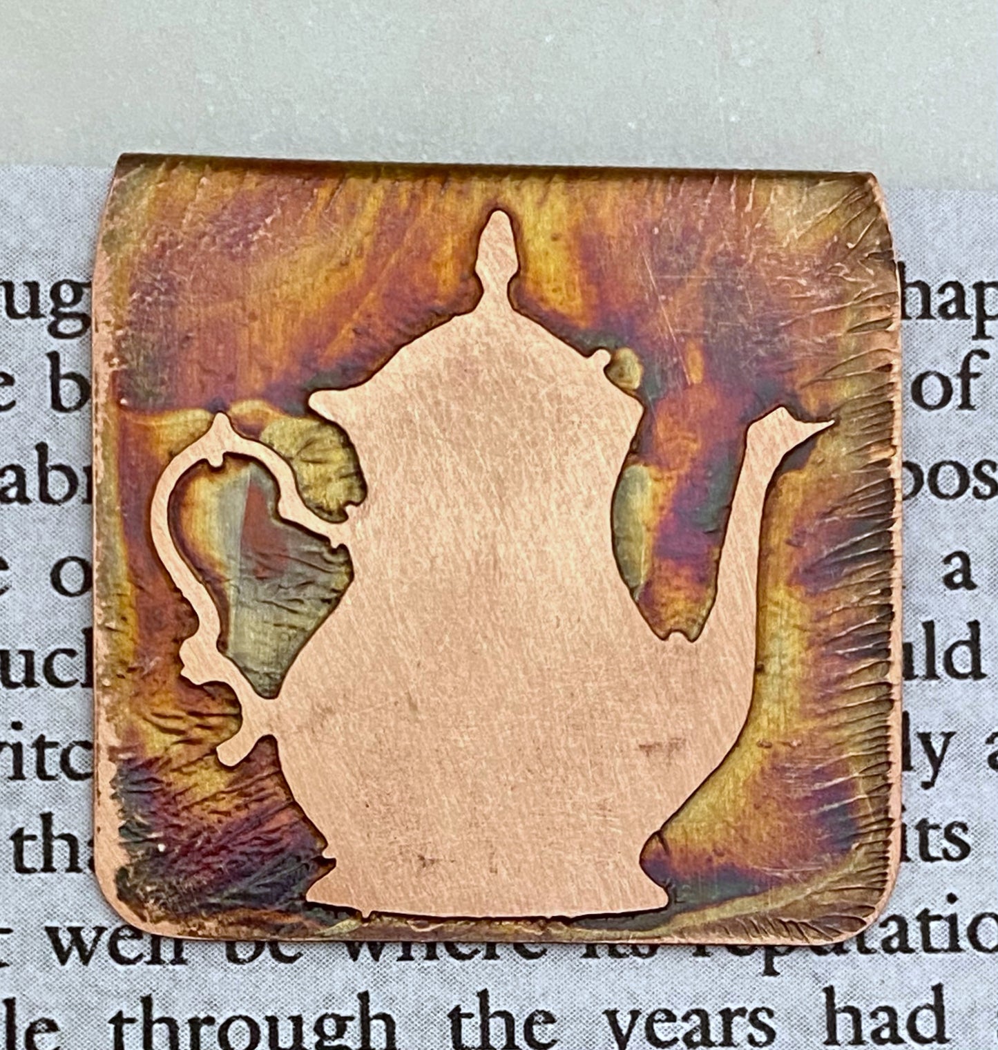 Copper tea pot bookmark