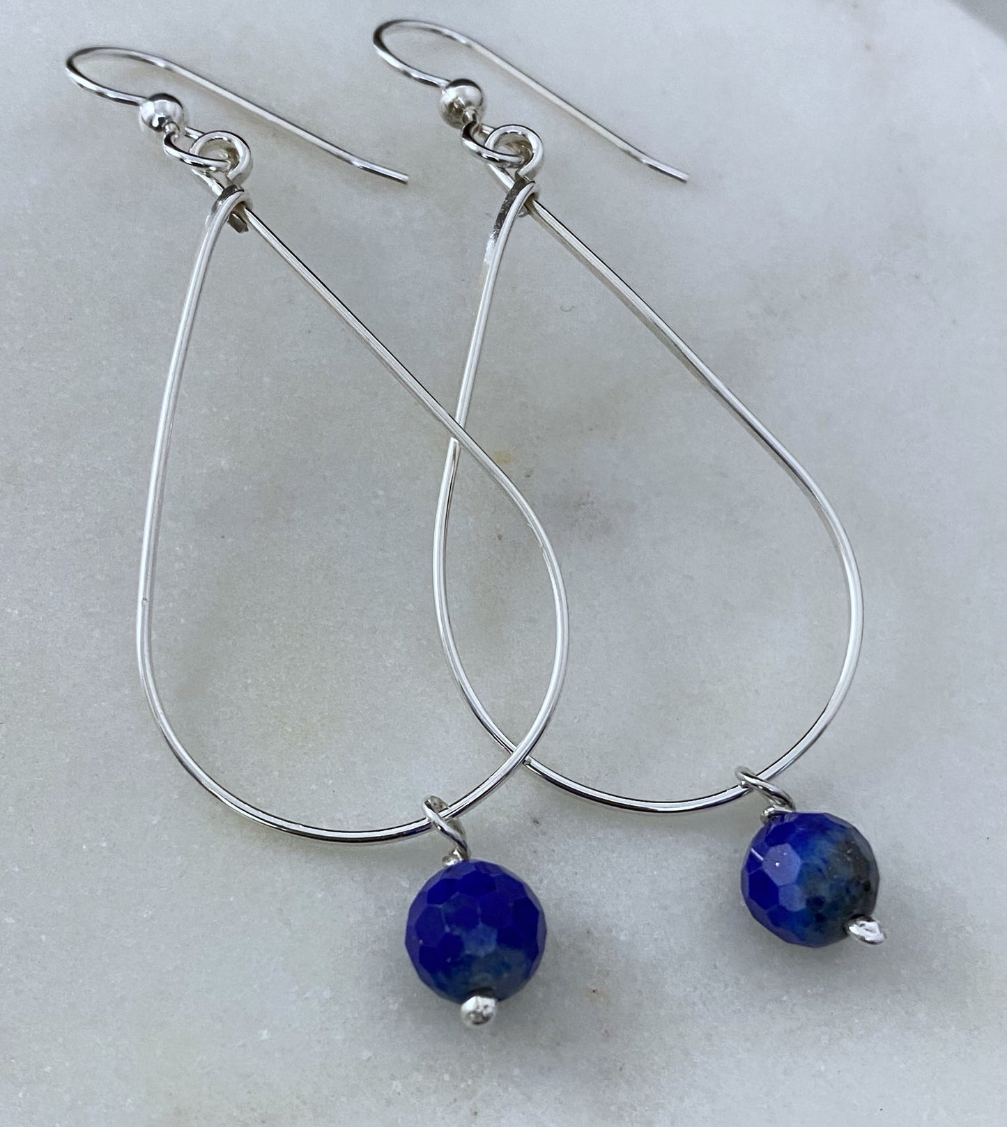 Sterling silver and lapis teardrop earrings