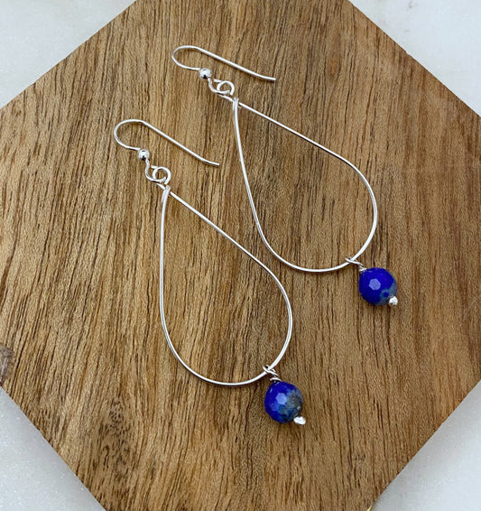 Sterling silver and lapis teardrop earrings