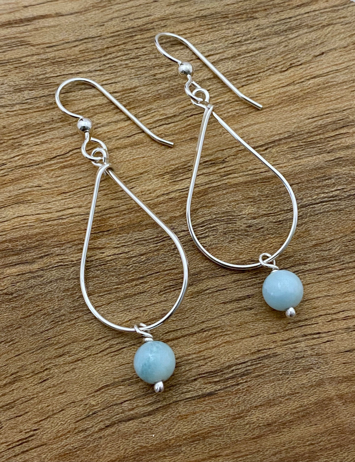 Sterling silver and aquamarine teardrop earrings