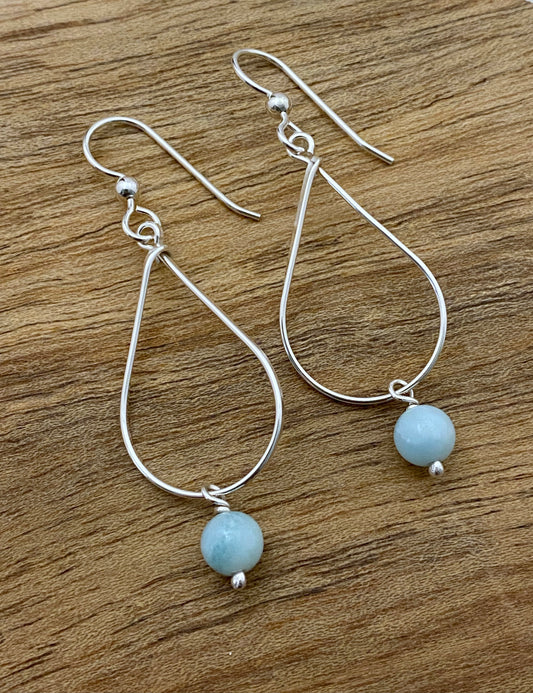 Sterling silver and aquamarine teardrop earrings