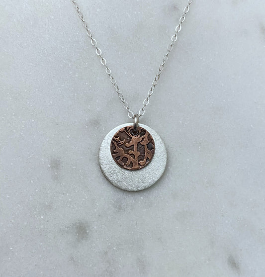 Mixed metal sterling and copper necklace