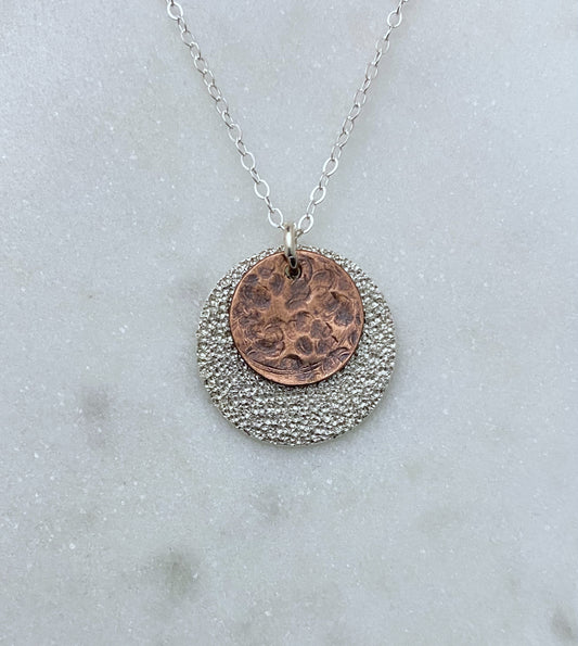 Mixed metal sterling and copper necklace