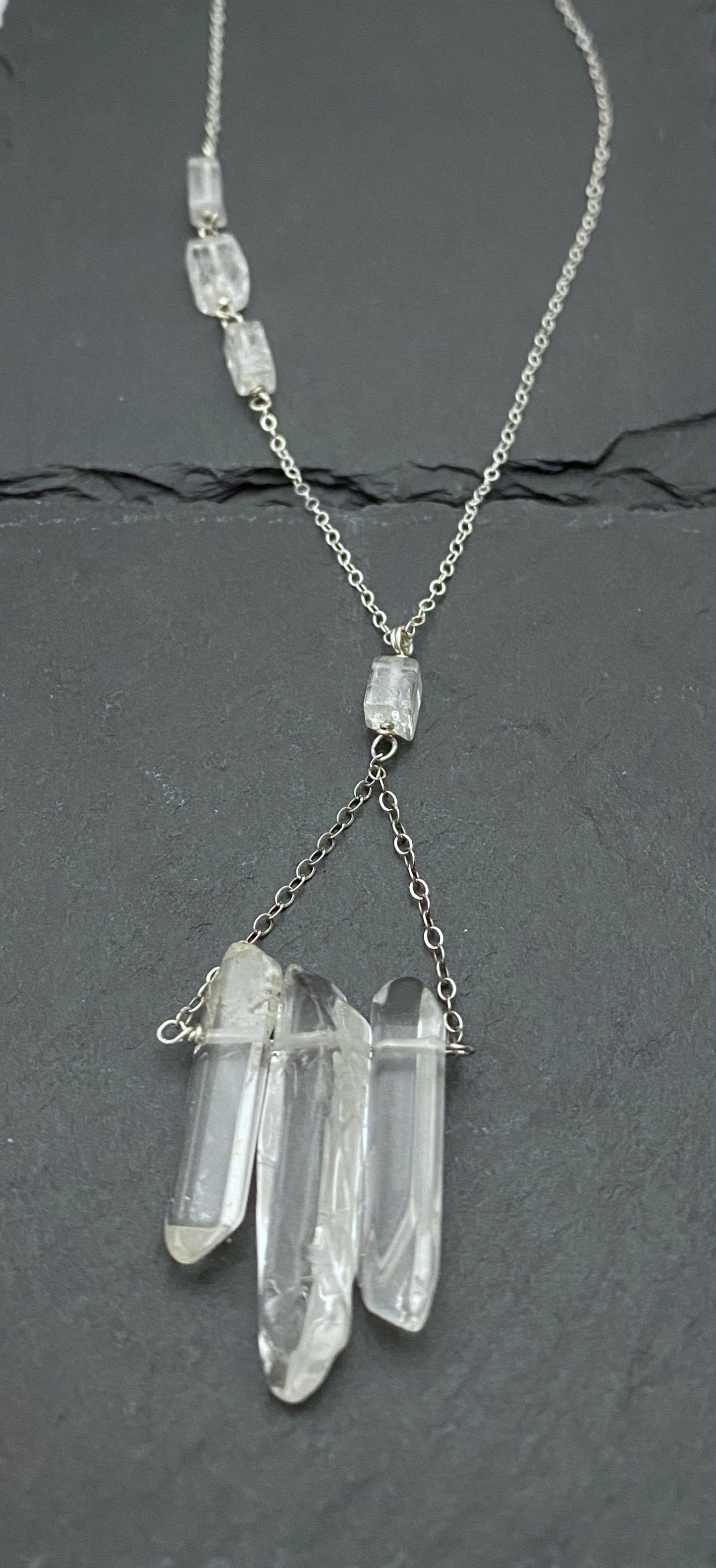 Quartz and sterling silver necklace