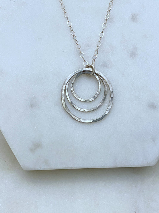 Forged hoop sterling silver necklace