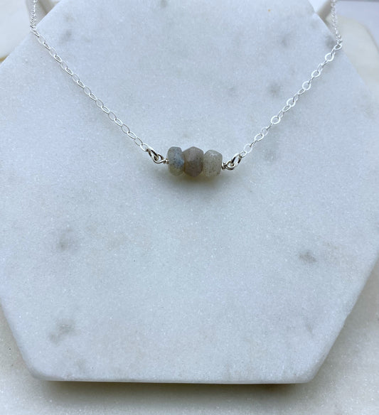 Labradorite gemstone and sterling silver necklace