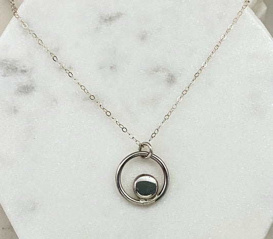 Sterling silver circle necklace
