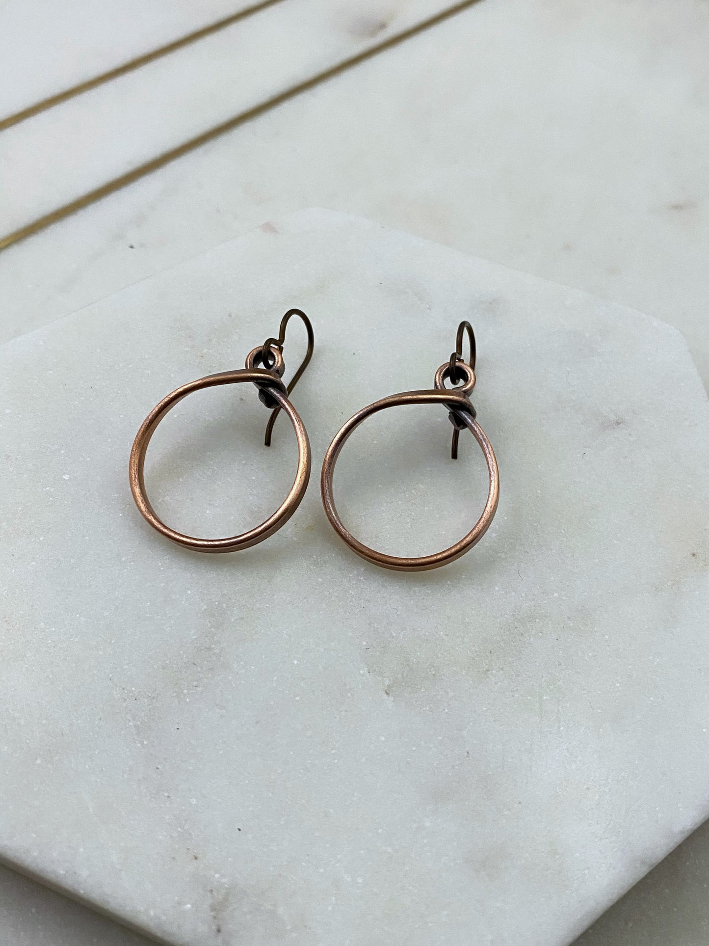 Small copper hoop earrings