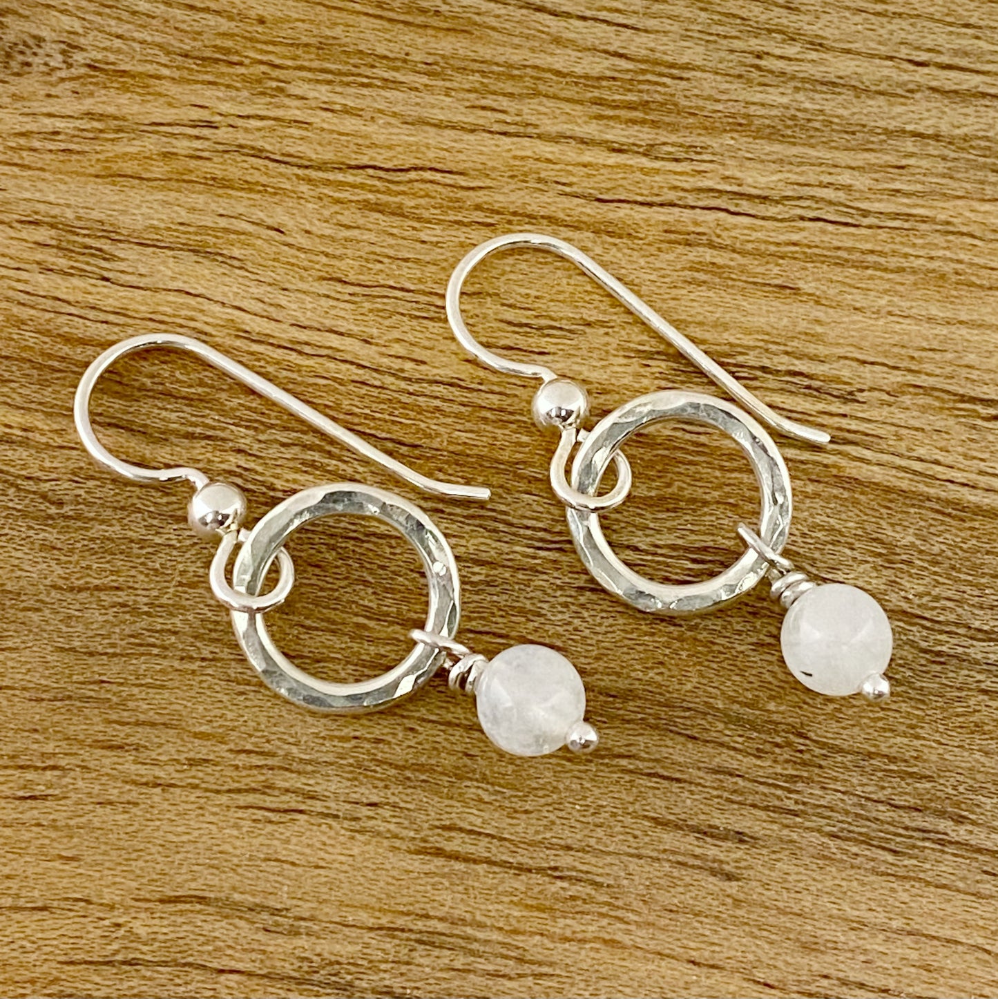 Sterling hoop earrings with moonstone