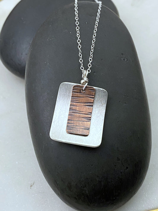 Sterling silver and copper mixed metal necklace