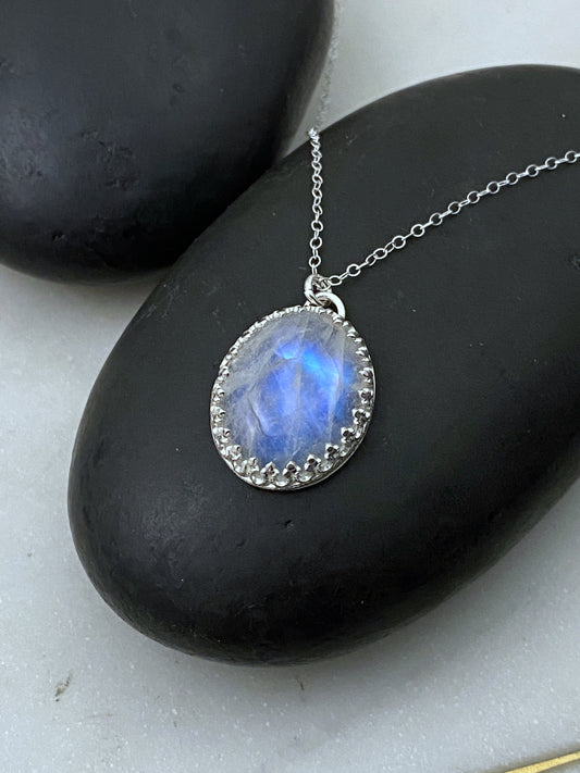 Moonstone and sterling silver necklace