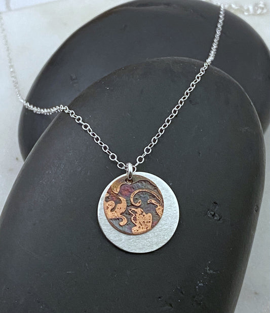 Mixed metal sterling and copper necklace
