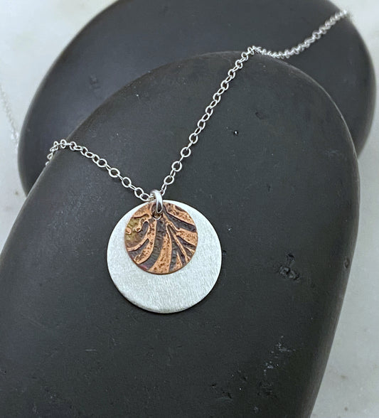 Mixed metal sterling and copper necklace