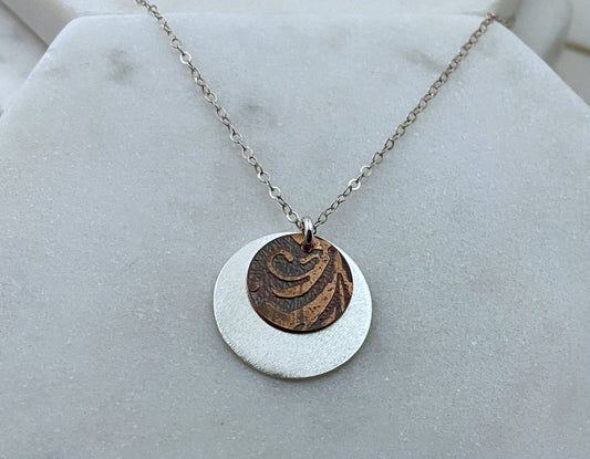Mixed metal sterling and copper necklace