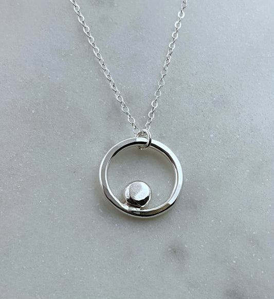 Sterling silver circle necklace