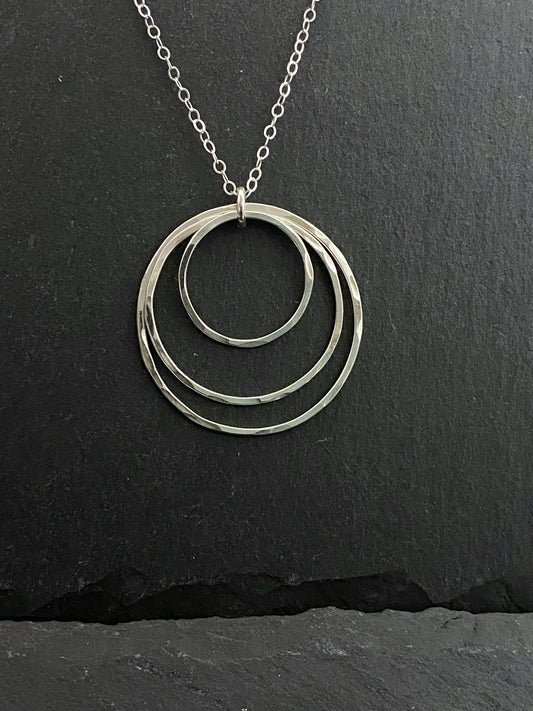 Sterling silver triple hoop necklace