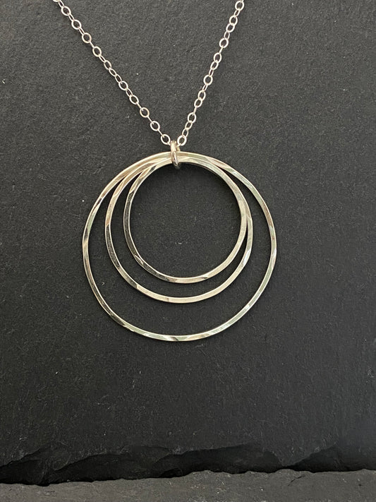Sterling silver triple hoop necklace