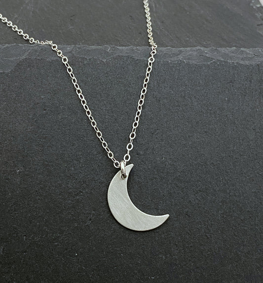 Forged Sterling Silver Moon Necklace