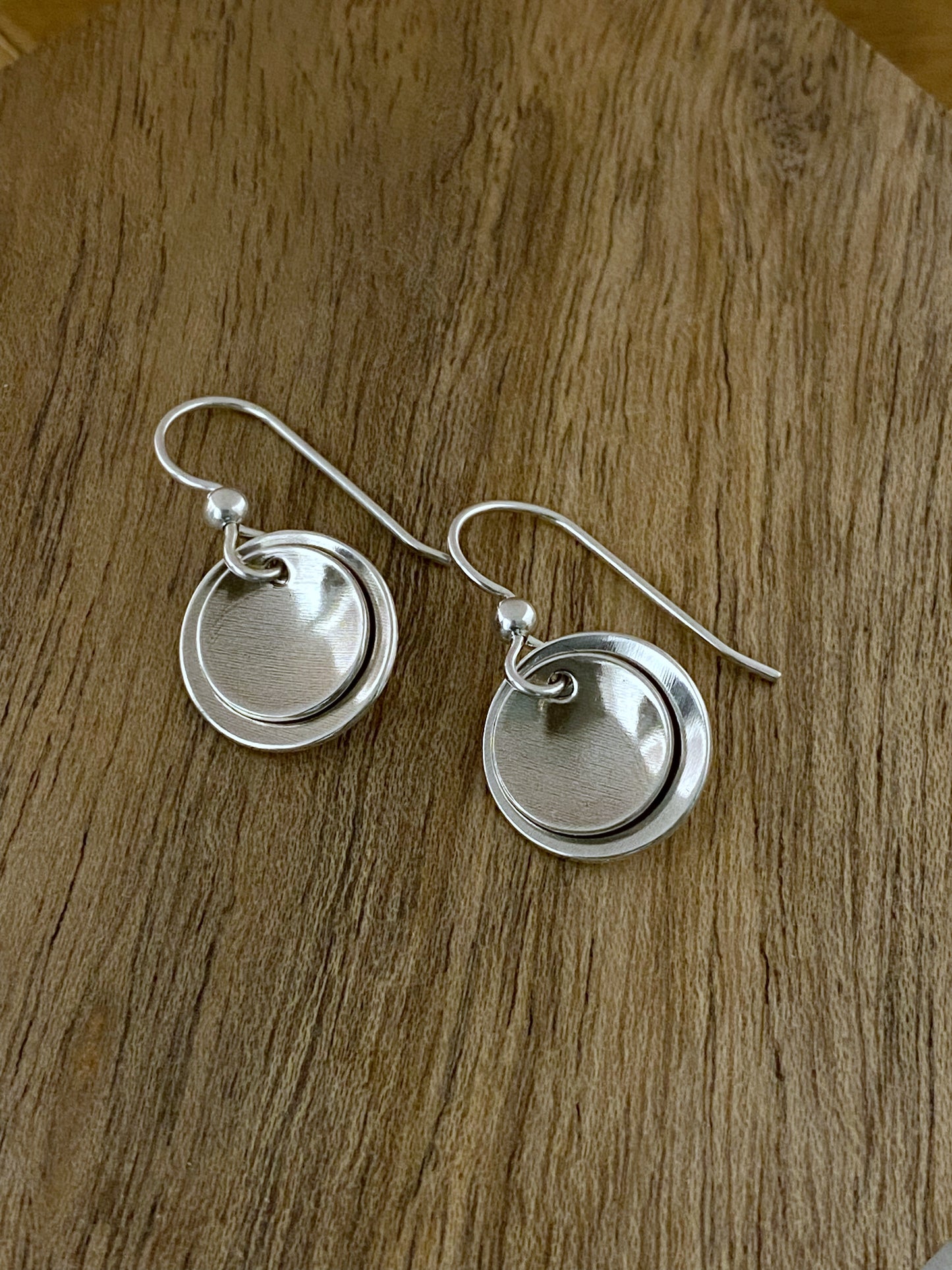 Sterling silver double disk earrings