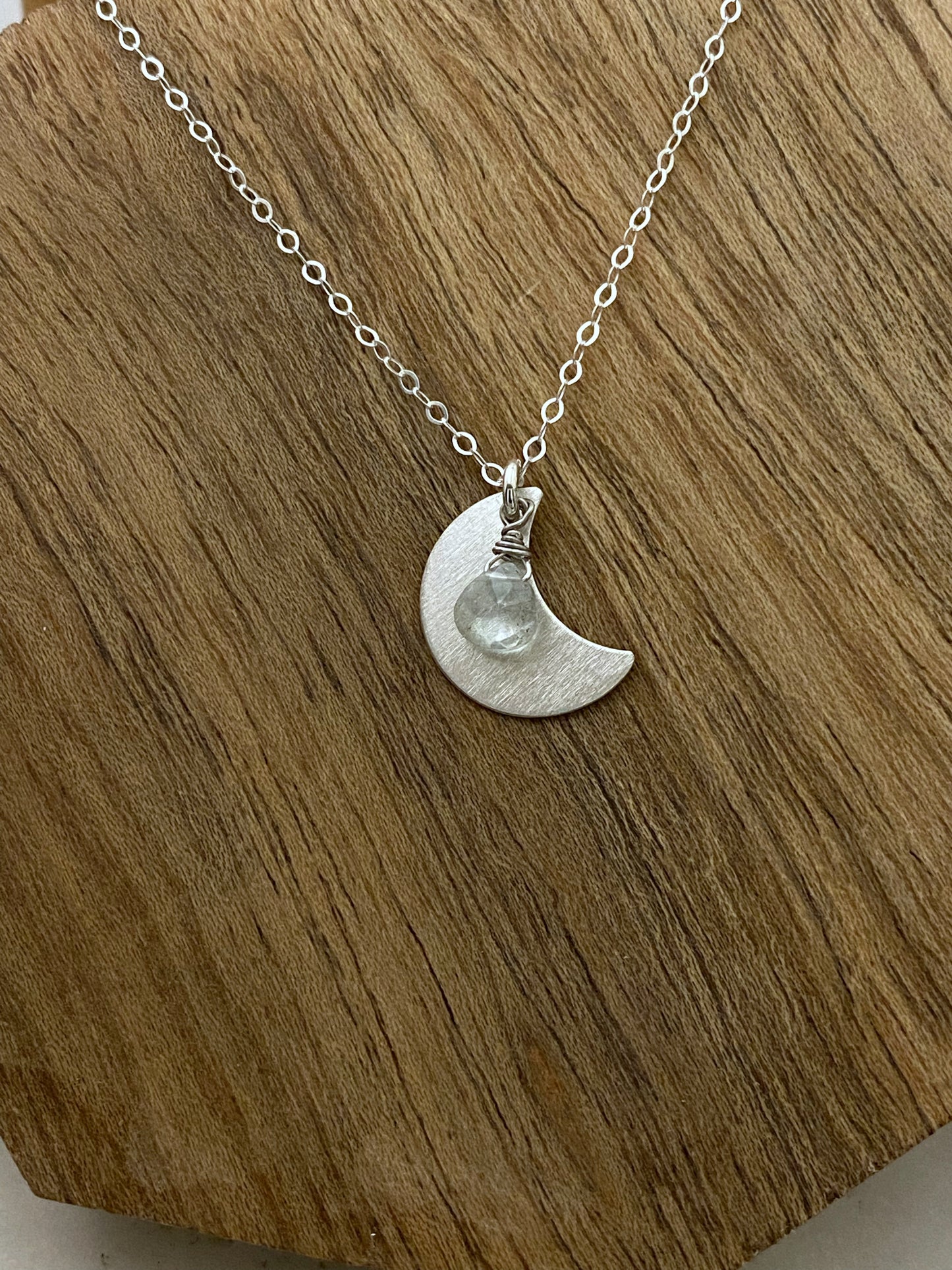 Sterling silver moon necklace with moonstone