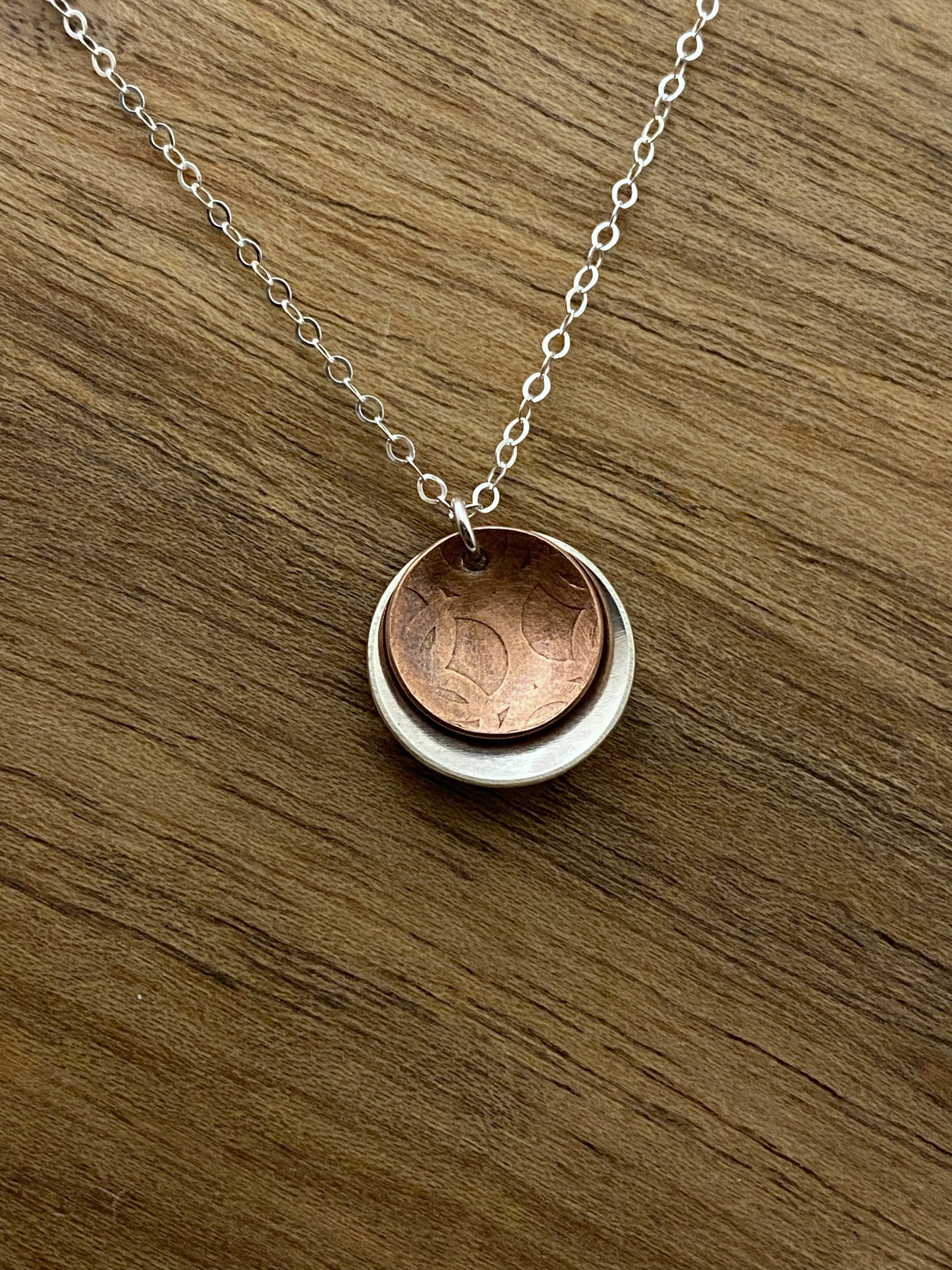 Mixed metal sterling and copper necklace