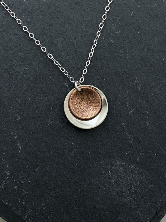 Mixed metal sterling and copper necklace