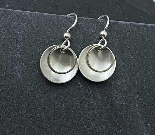 Sterling silver double disk earrings