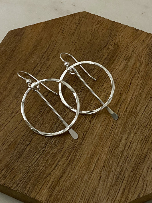 Sterling hoop earrings with sterling paddle